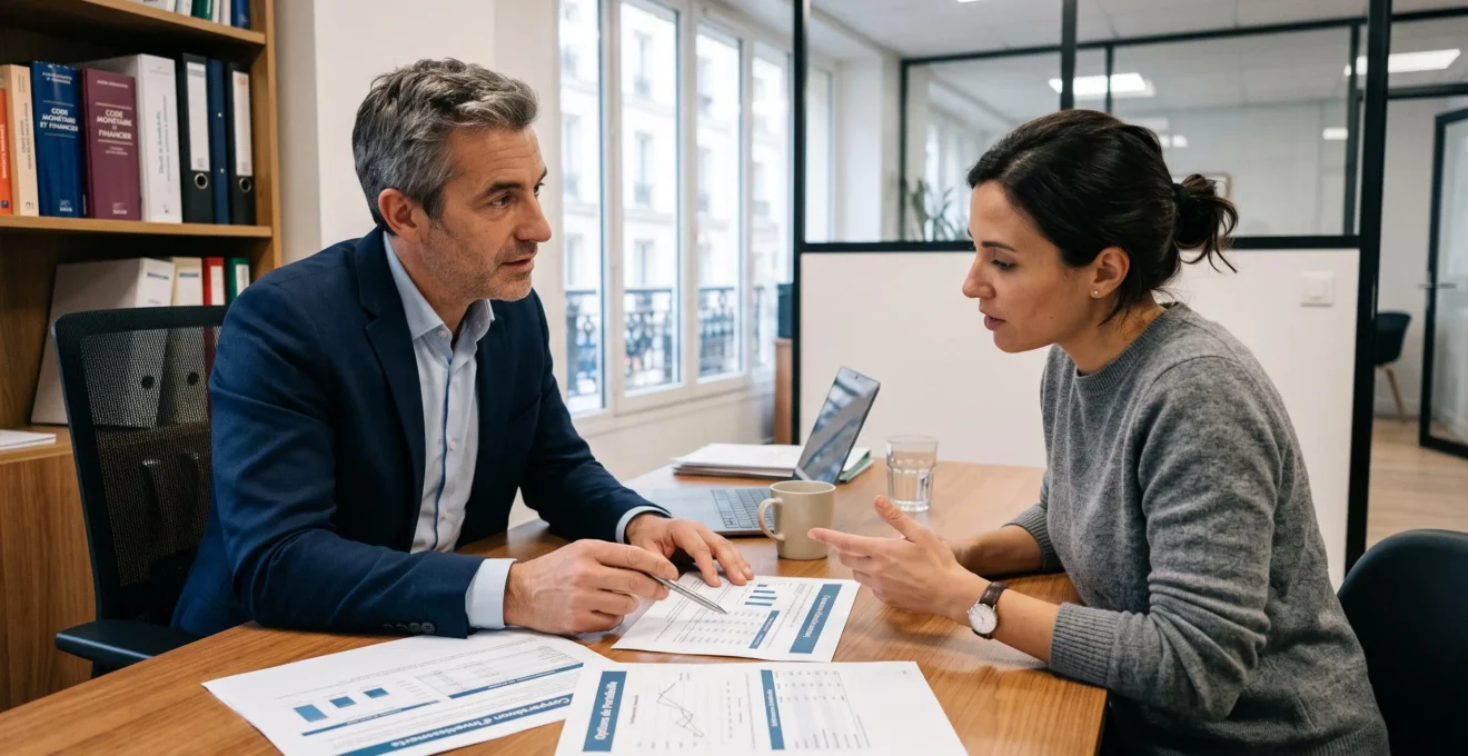 Conseiller financier et client discutant des options d'investissement lors d'une consultation
